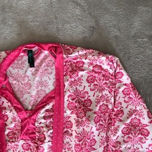 Pink Floral Gown & Robe Set